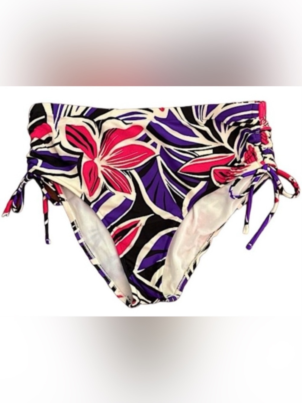 Sunsets Separates White Purple Pink Floral SZ XL Tropical Boho Bikini Bottoms